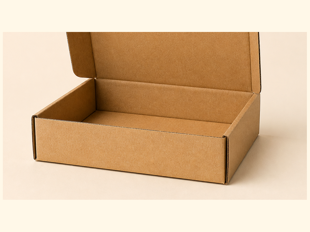 No-print plain front panel on mailer kraft box