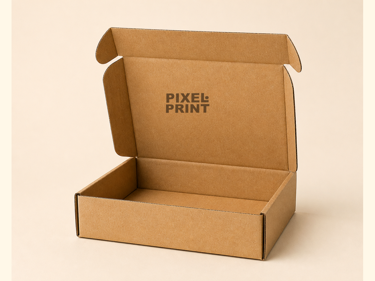 1-color black print open mailer kraft box