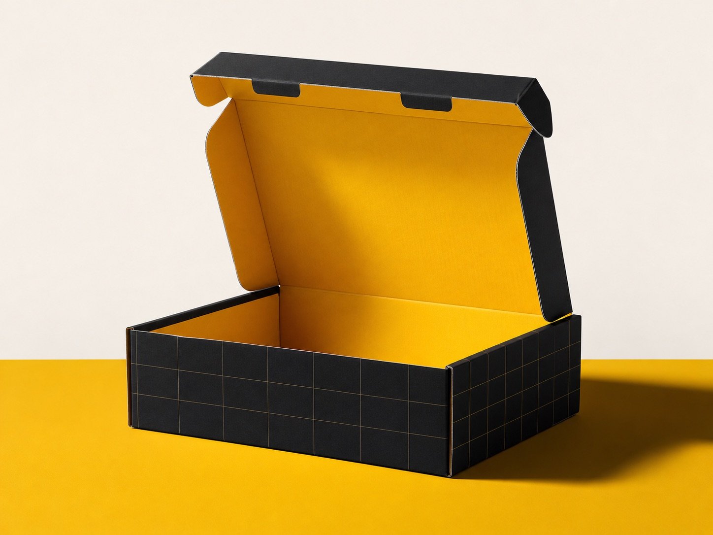 Black and deep-yellow custom mailer box